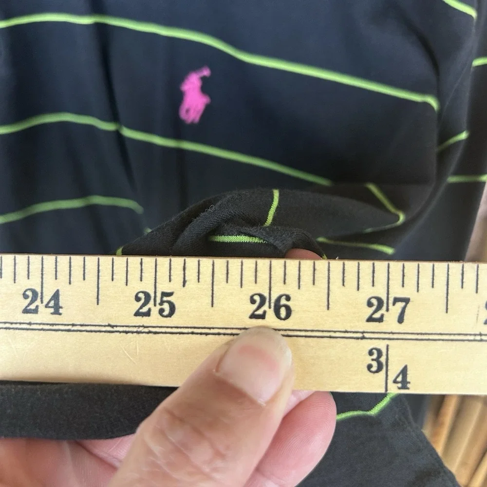 POLO Ralph Lauren Pima Cotton Black Green Stripe Pink Pony SS Preppy Shirt - XXL
